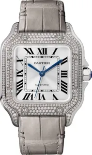 Cartier Santos WJSA0014 18k White Gold and Diamonds Silver