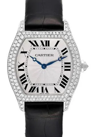 Cartier Tortue WA504351 33mm White gold and 18k white gold and Diamond Guilloché