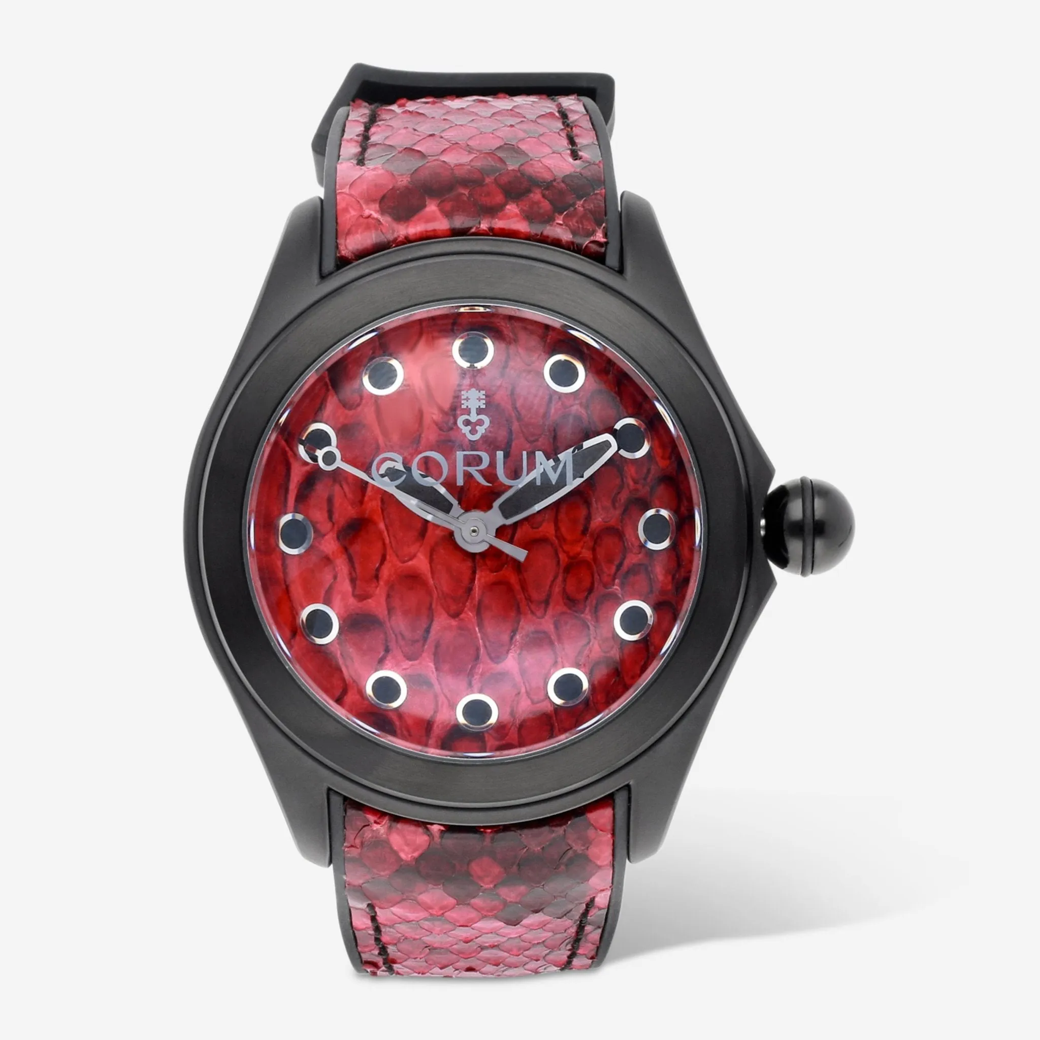 Corum Bubble L082/03208 42mm Stainless steel and Black PVD Red Python