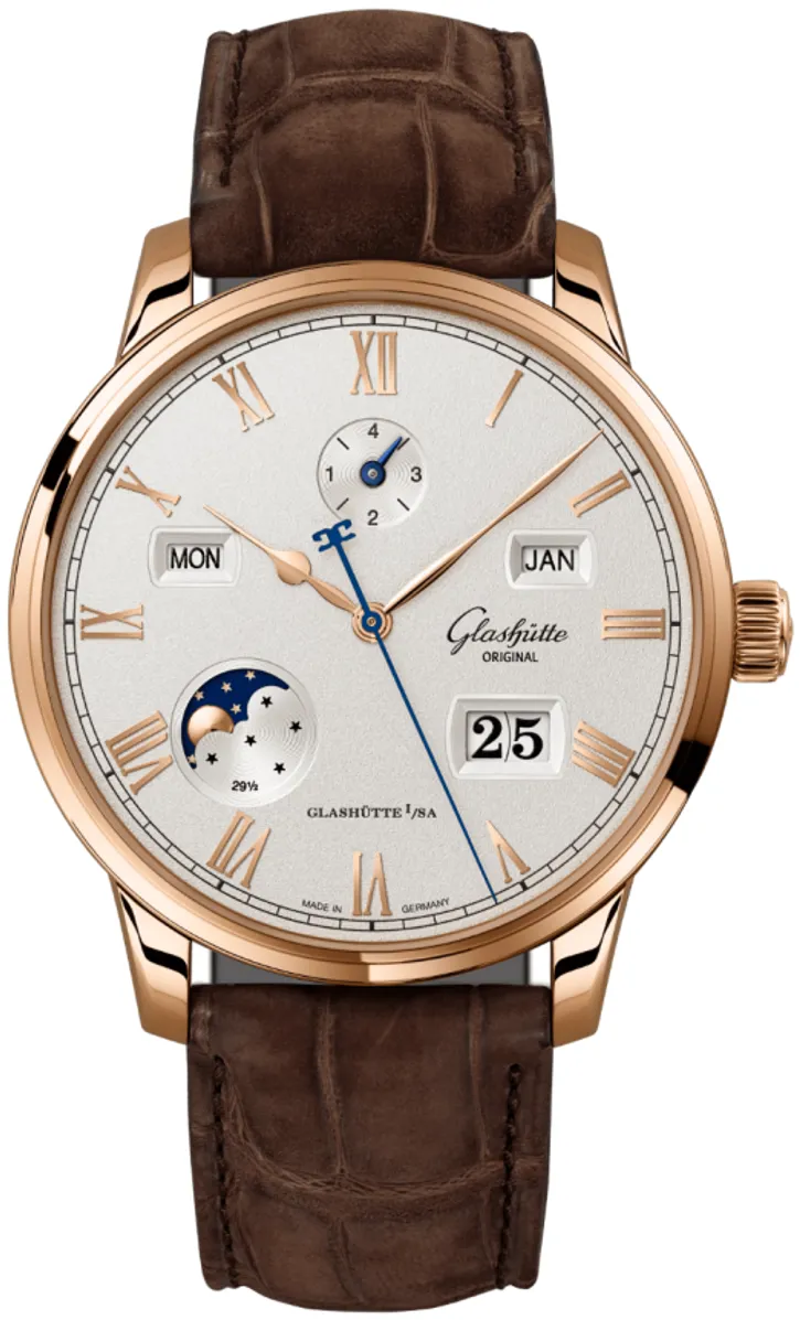 Glashütte Senator 1-36-12-02-05-62 42mm Rose gold Silver