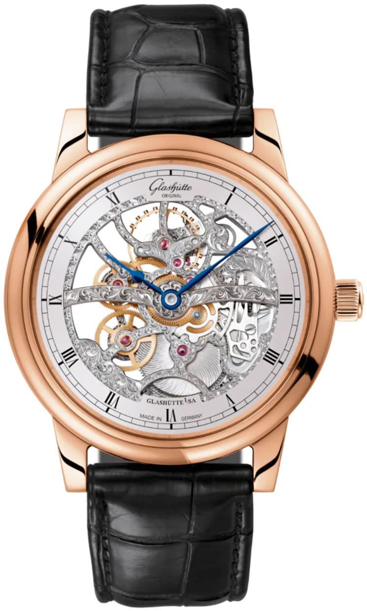 Glashütte Senator 1-49-18-01-05-30 42mm Rose gold and 18k rose gold Skeletonized