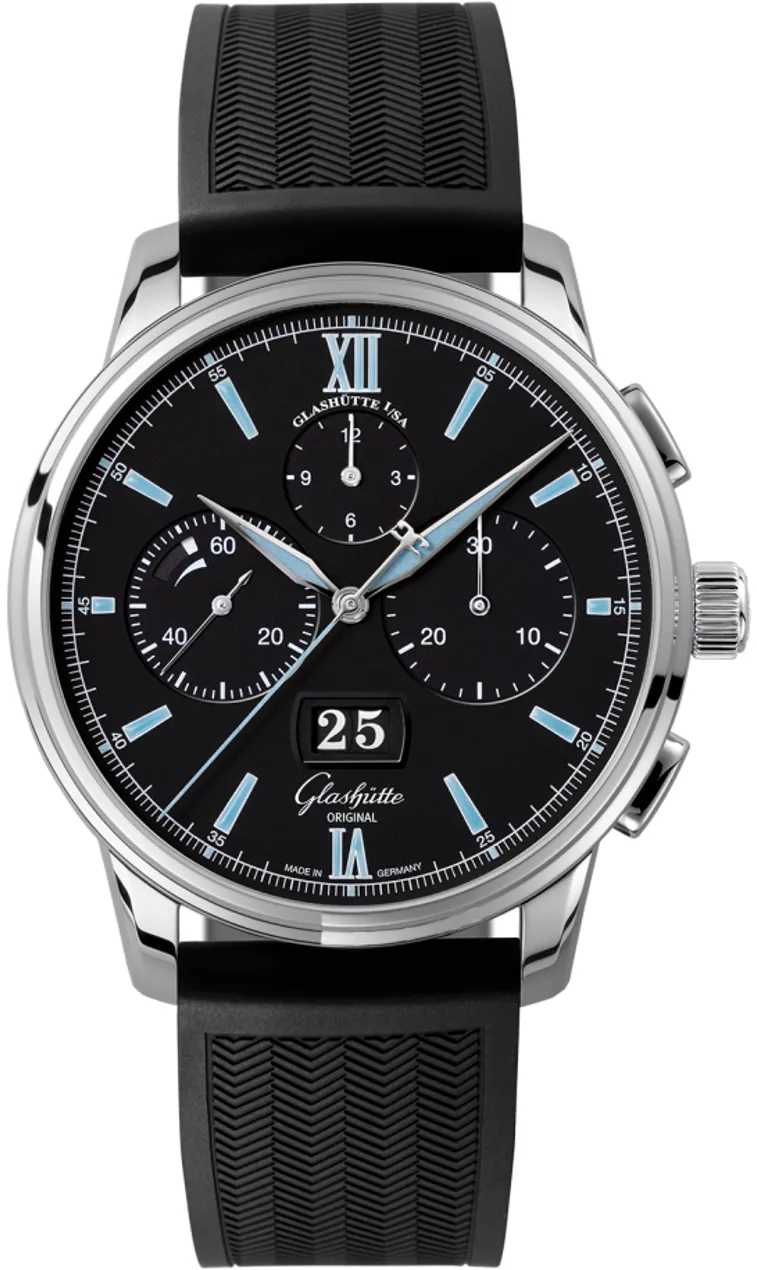 Glashütte Senator Chronograph Panorama Date 1-37-01-03-02-33 42mm Stainless steel Black