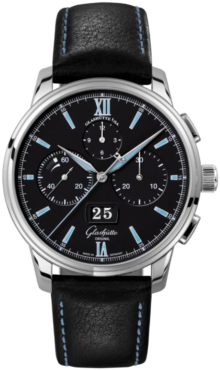 Glashütte Senator Chronograph Panorama Date 1-37-01-03-02-35 42mm Stainless steel Black