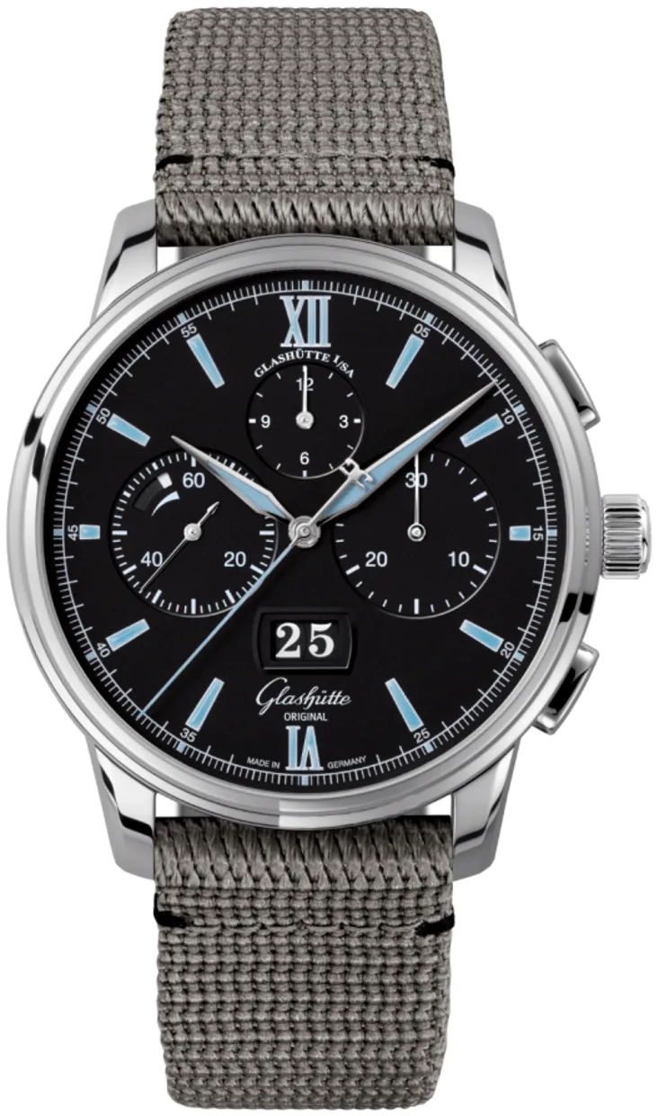 Glashütte Senator Chronograph Panorama Date 1-37-01-03-02-36 42mm Stainless steel Black