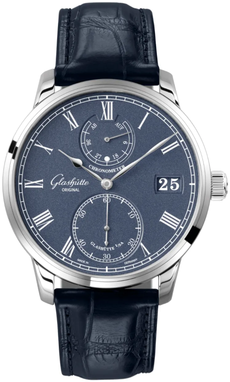 Glashütte Senator Chronometer 1-58-01-05-34-30 42mm White gold and 18k white gold Blue