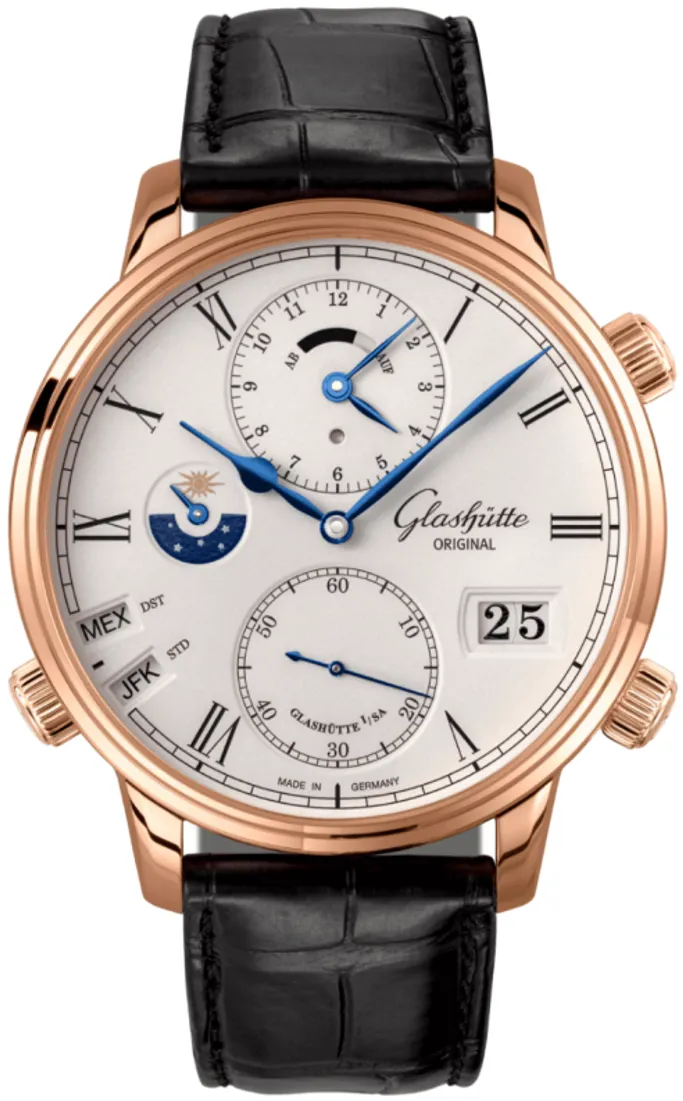 Glashütte Senator Cosmopolite 1-89-02-01-05-61 44mm Rose gold and 18k rose gold Silver