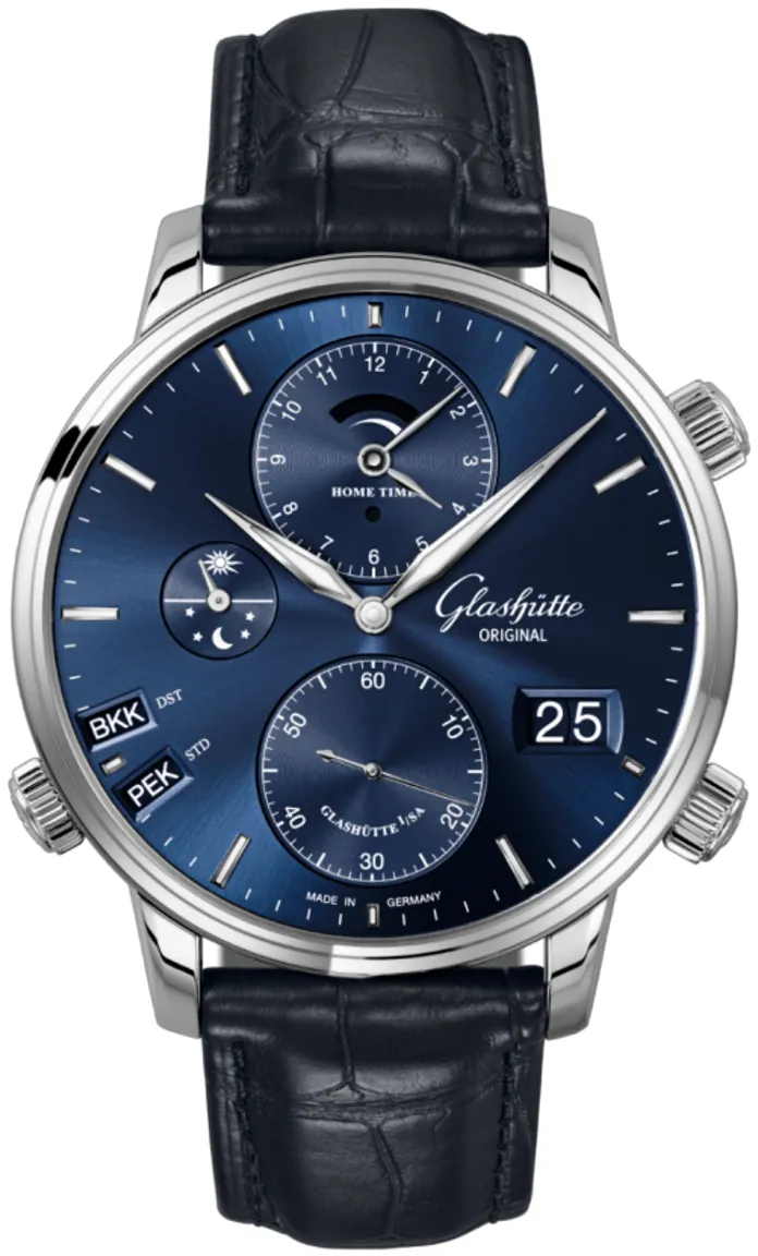 Glashütte Senator Cosmopolite 1-89-02-05-02-61 44mm Stainless steel Blue