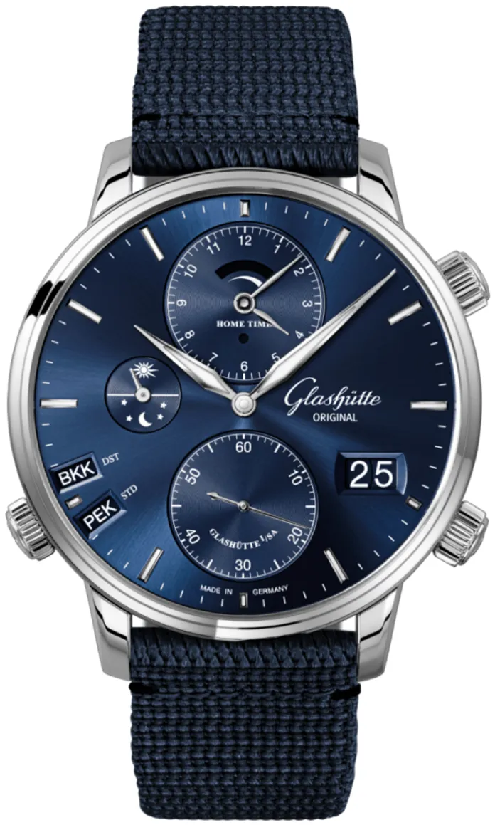 Glashütte Senator Cosmopolite 1-89-02-05-02-64 44mm Stainless steel Blue