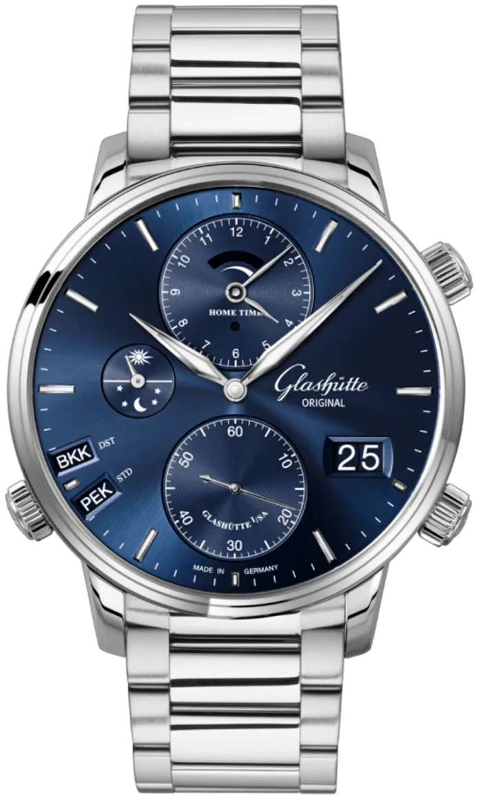 Glashütte Senator Cosmopolite 1-89-02-05-02-70 44mm Stainless steel Blue