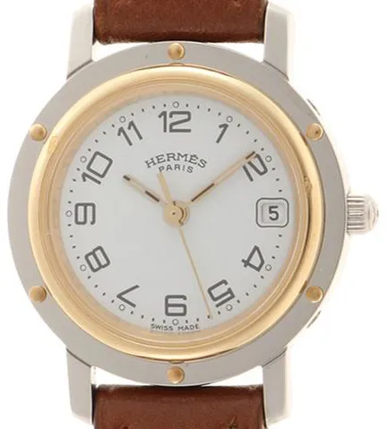 Hermès Clipper CL4.220 24mm Yellow gold and Stainless steel White