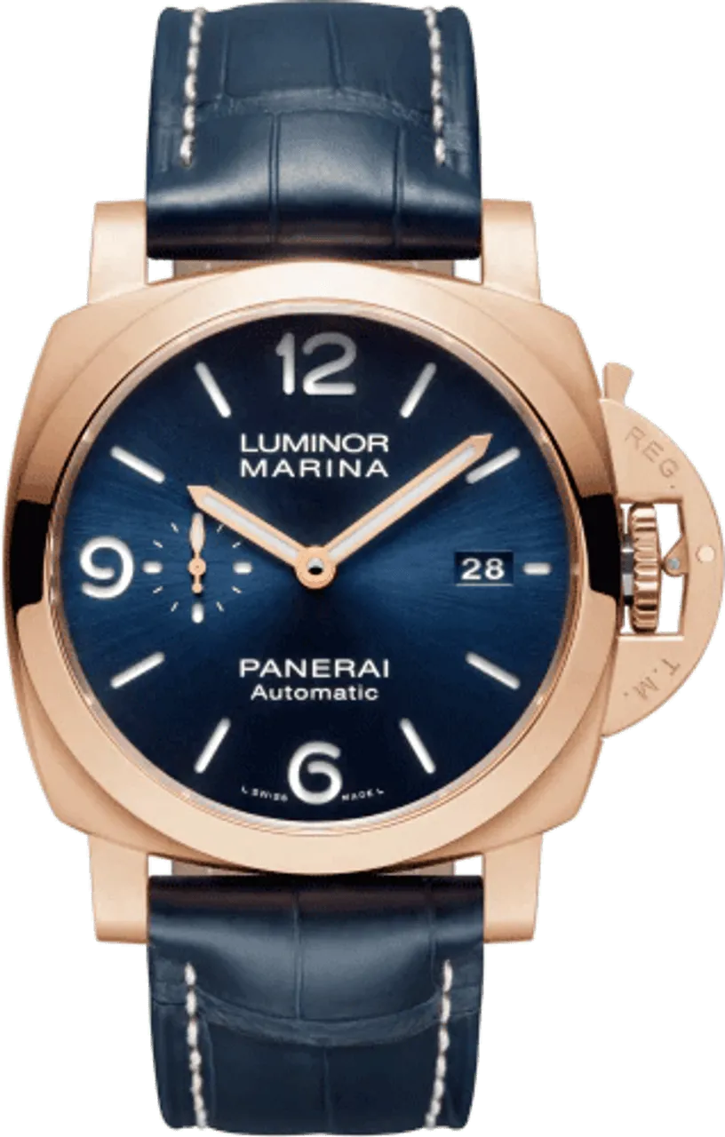 Panerai Luminor Marina PAM 01112 44mm Rose gold and 18k rose gold Blue