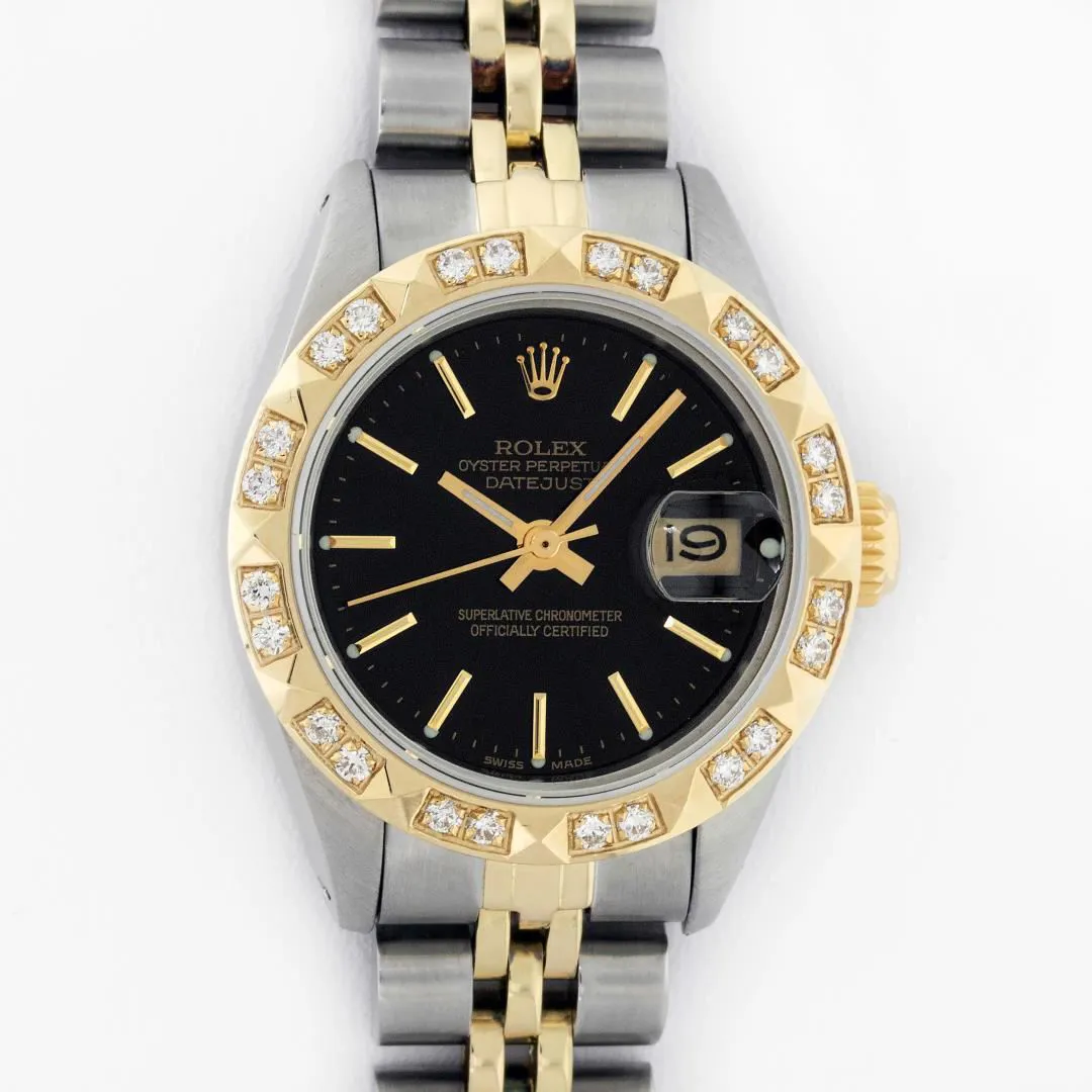 Rolex Date 26mm Stainless steel and 14k yellow gold Black