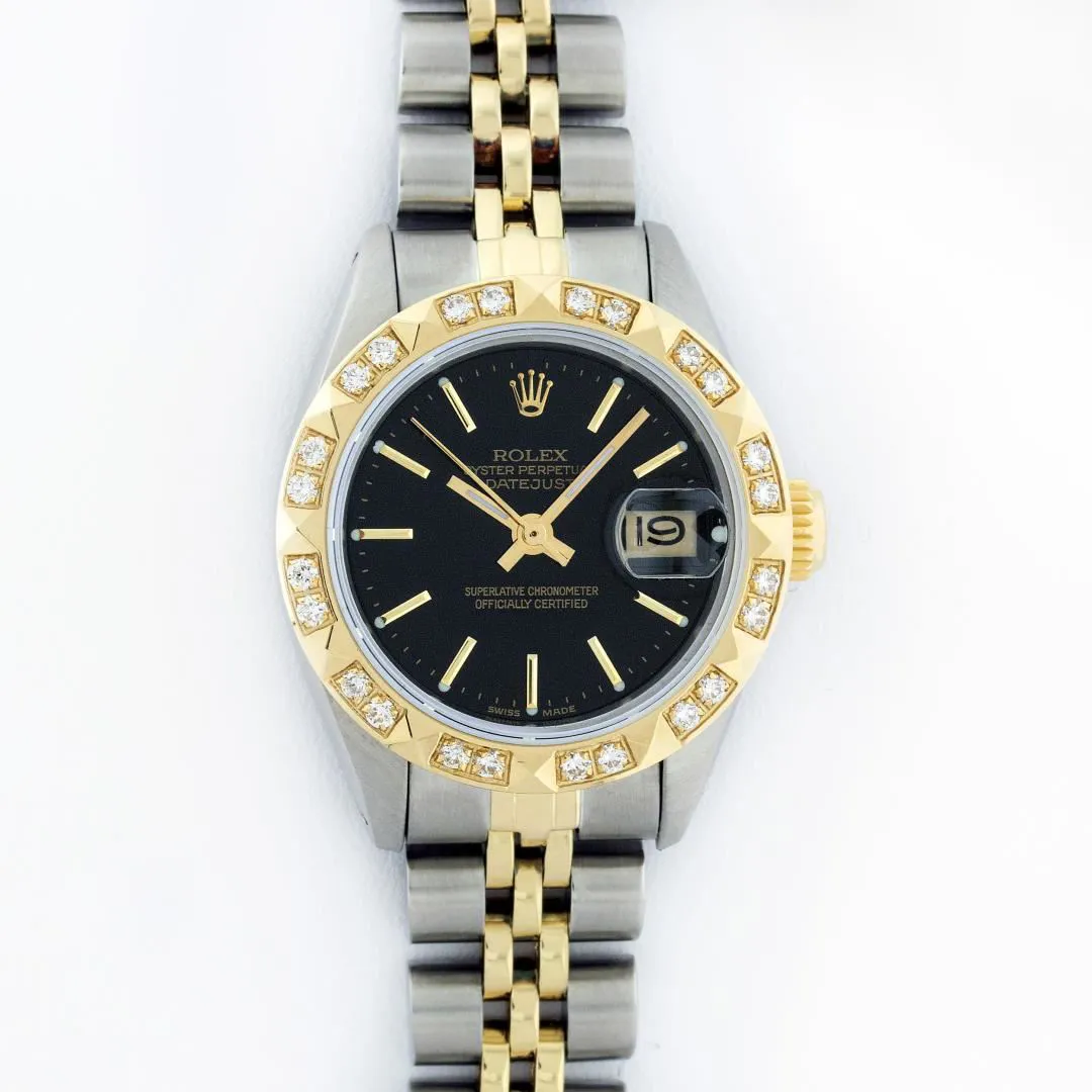 Rolex Date 26mm Stainless steel and 14k yellow gold Black 1