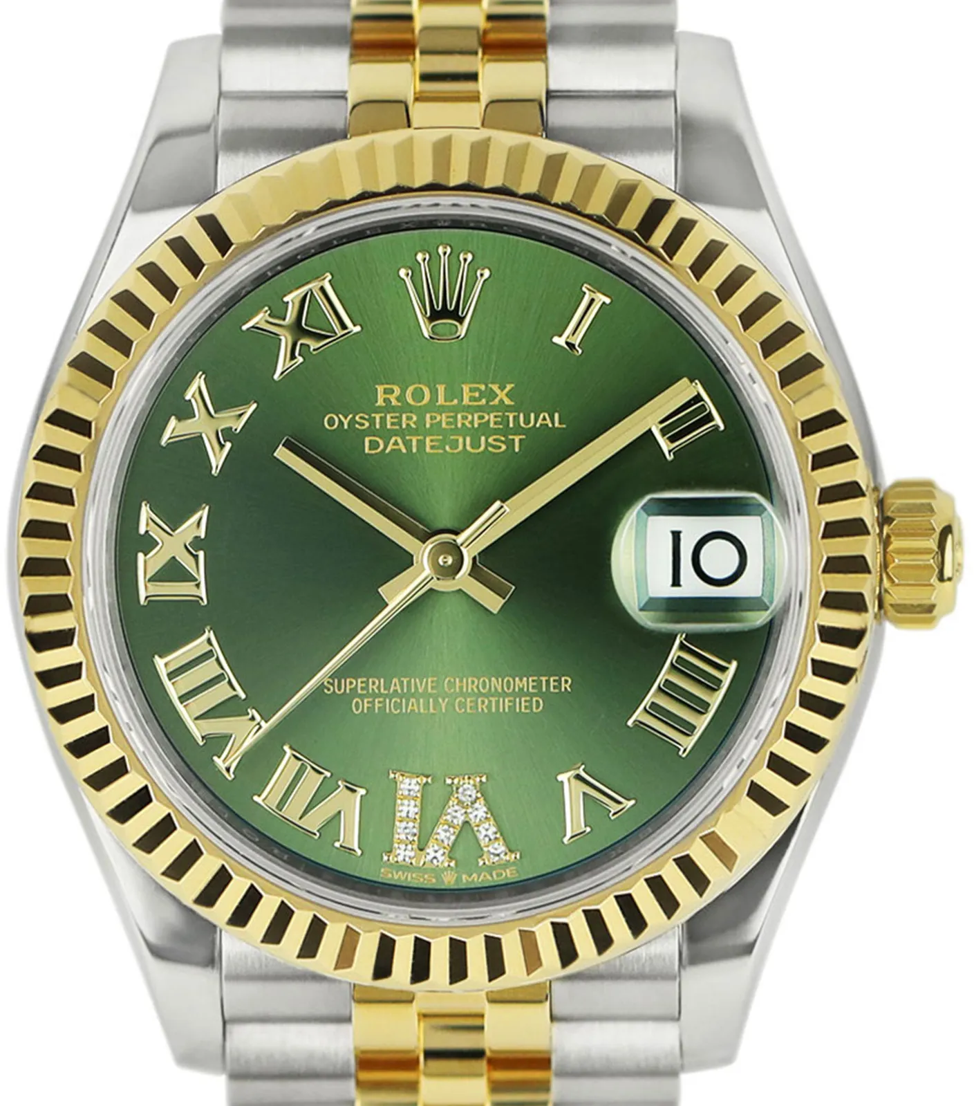 Rolex Datejust 31 278273 31mm Yellow gold and Stainless steel Green