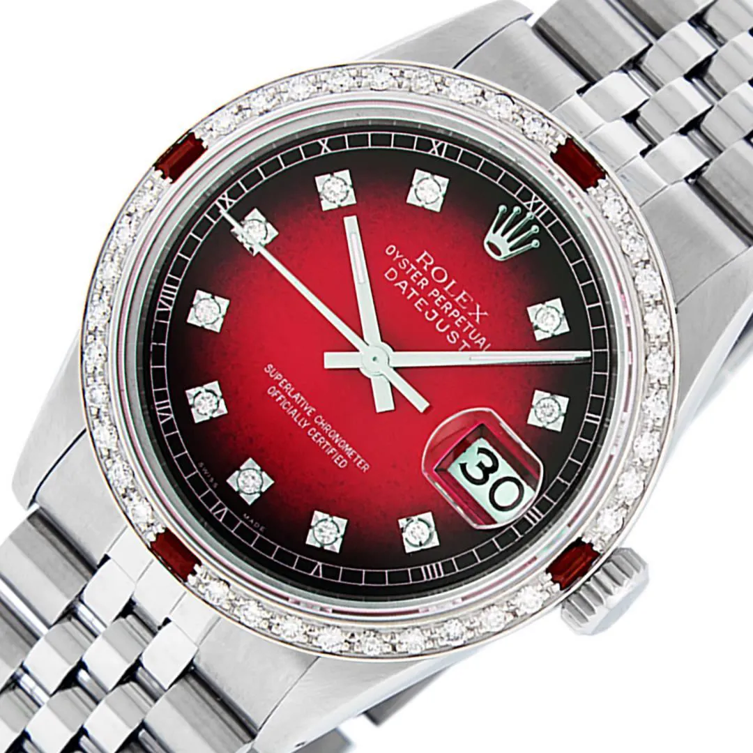 Rolex Datejust 36mm Stainless steel and 18k white gold Red 1