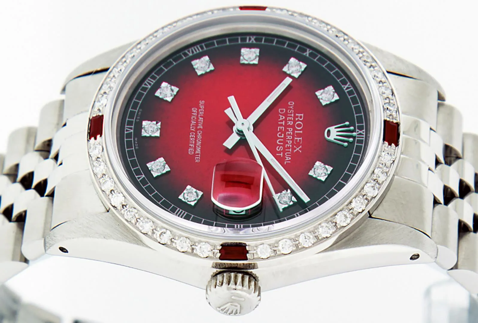 Rolex Datejust 36mm Stainless steel and 18k white gold Red 8