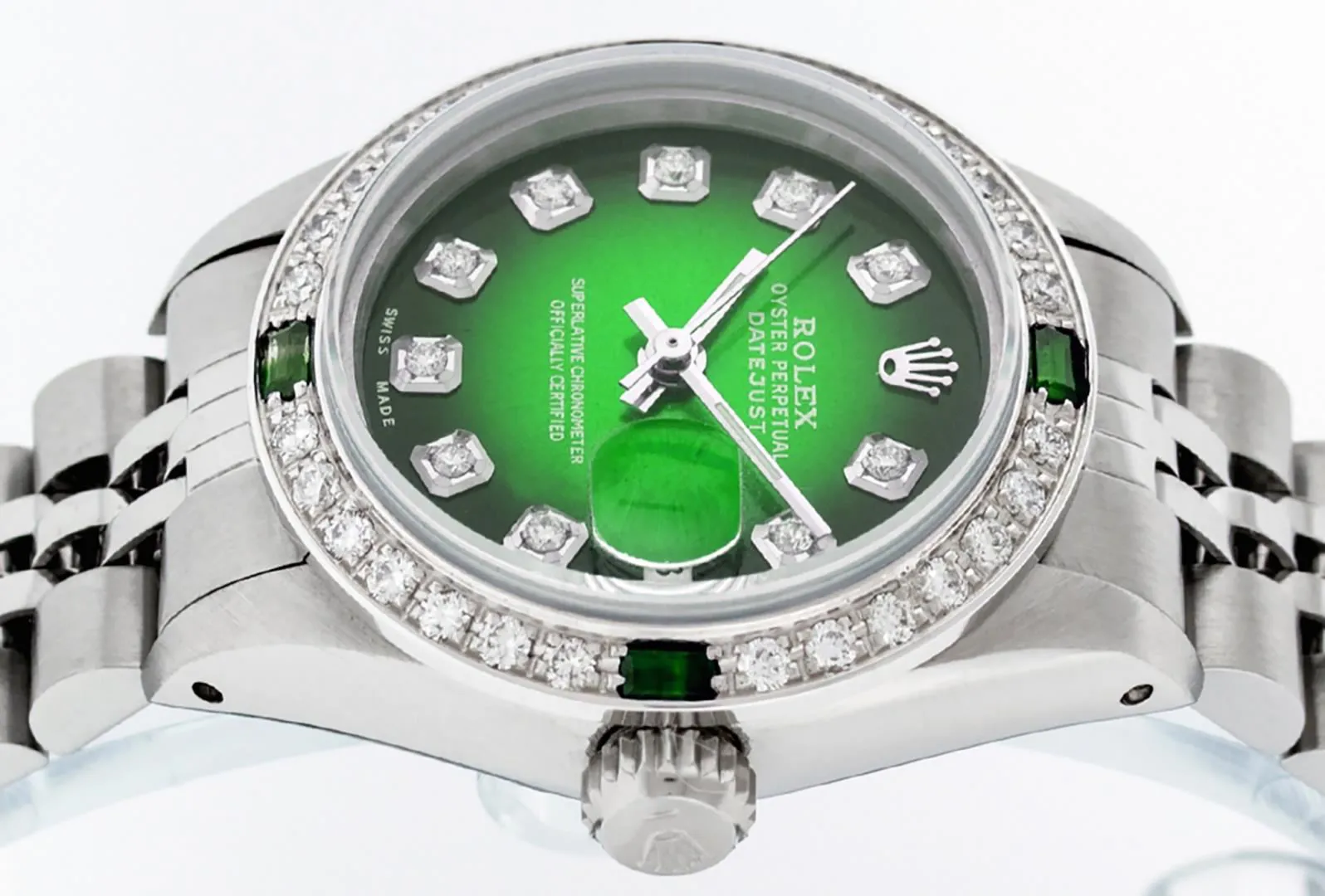 Rolex Datejust 26mm Stainless steel and 18k white gold Green 2