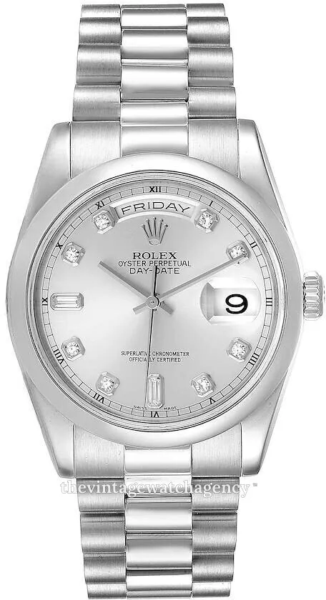 Rolex Day-Date 36 118206-0037 36mm Platinum Silver