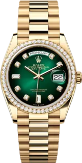 Rolex Day-Date "President" 128348GRDBD Yellow gold Green