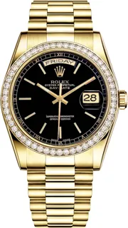 Rolex Day-Date "President" P18348BX Yellow gold Black