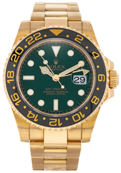 Rolex GMT-Master II 116718 40mm Yellow gold Green