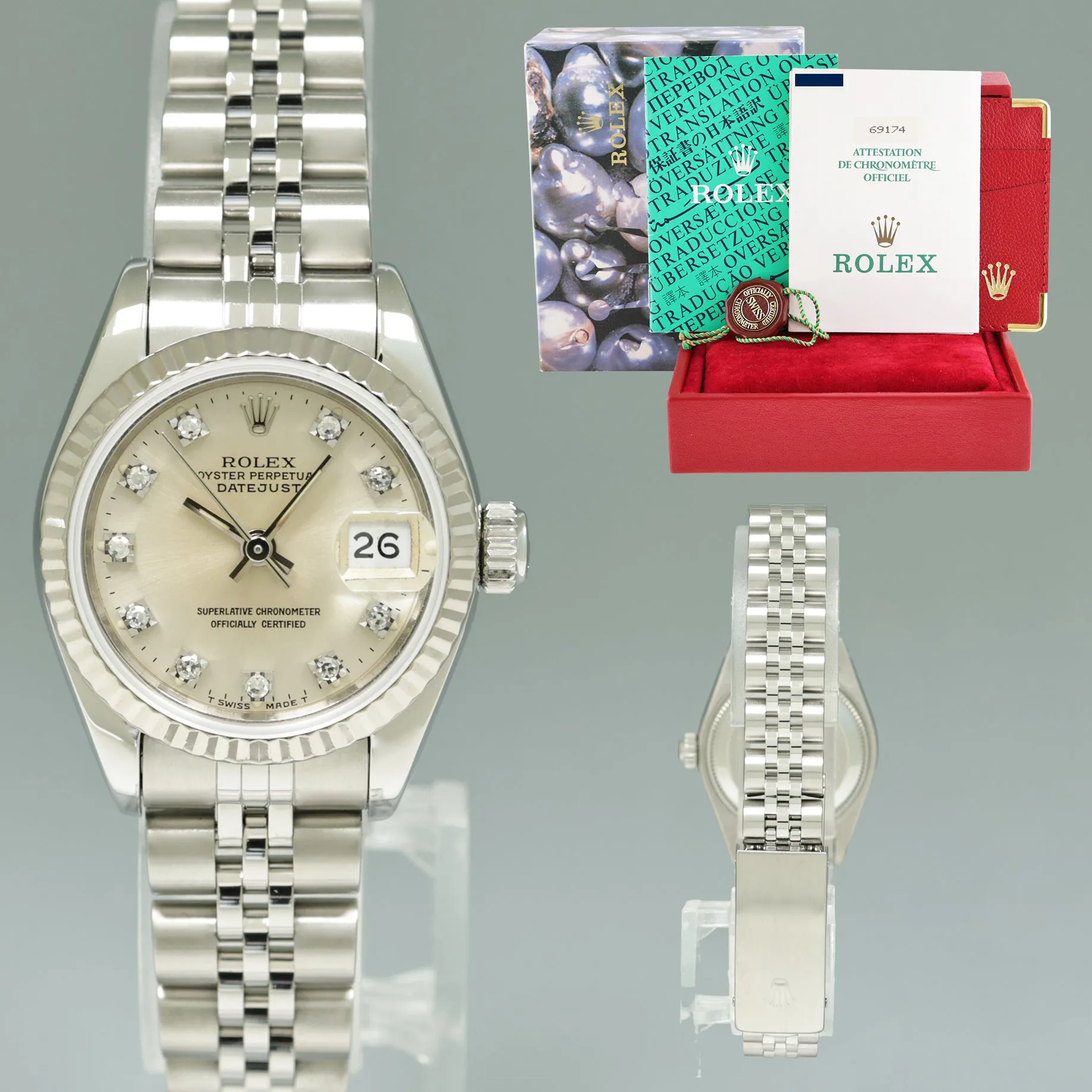 Rolex Lady-Datejust 69174 26mm Stainless steel Blue