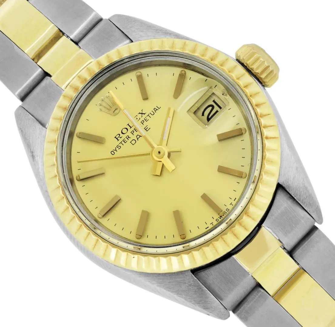 Rolex Date 26mm Yellow gold and Stainless steel Champagne