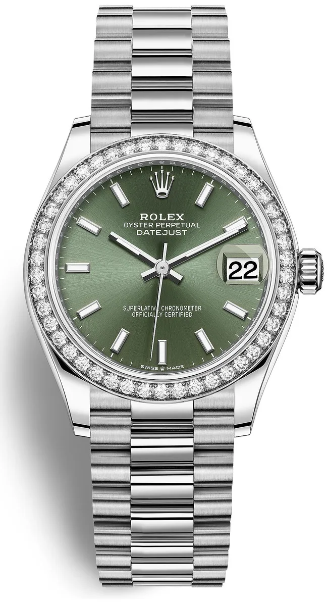 Rolex President 278289GI 31mm White gold and 18k white gold Green