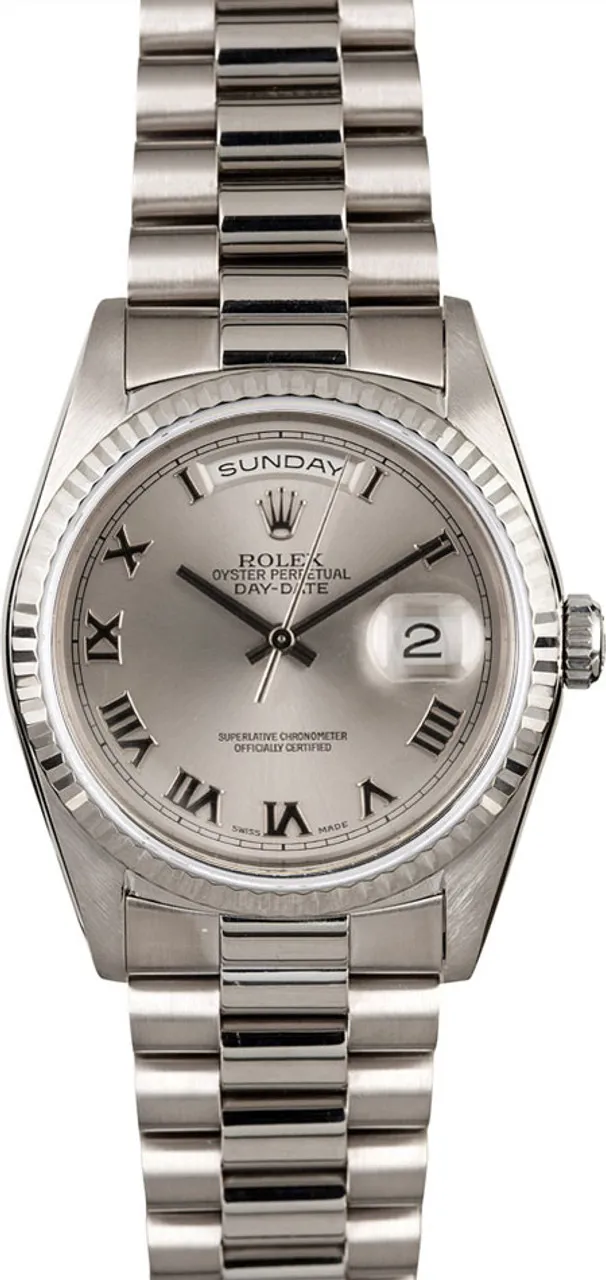 Rolex President P18239SR 36mm White gold and 18k white gold