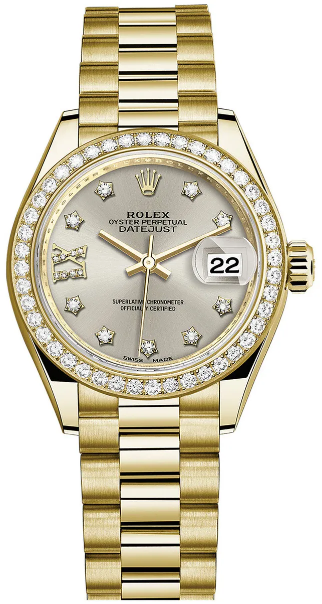 Rolex President 279138SRDDP 28mm Yellow gold and 18k yellow gold Silver