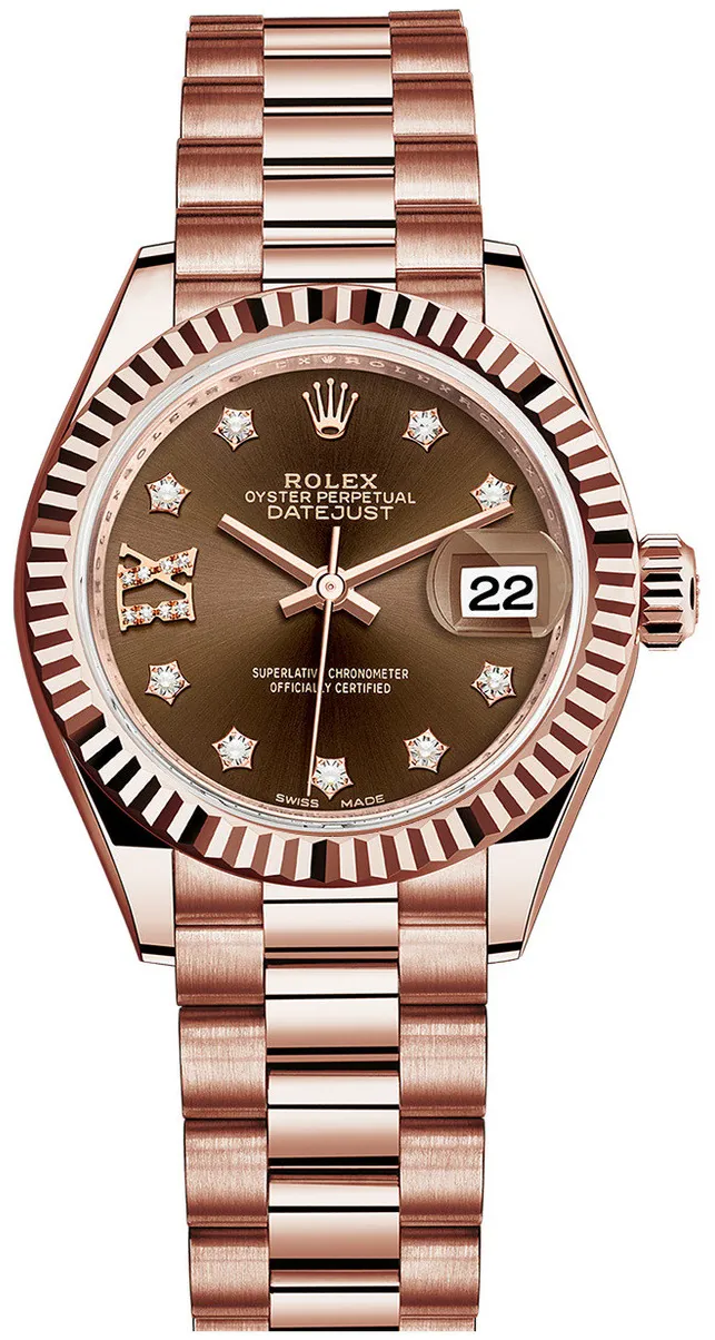 Rolex President 279175CRDFP 28mm Rose gold and 18k rose gold Brown