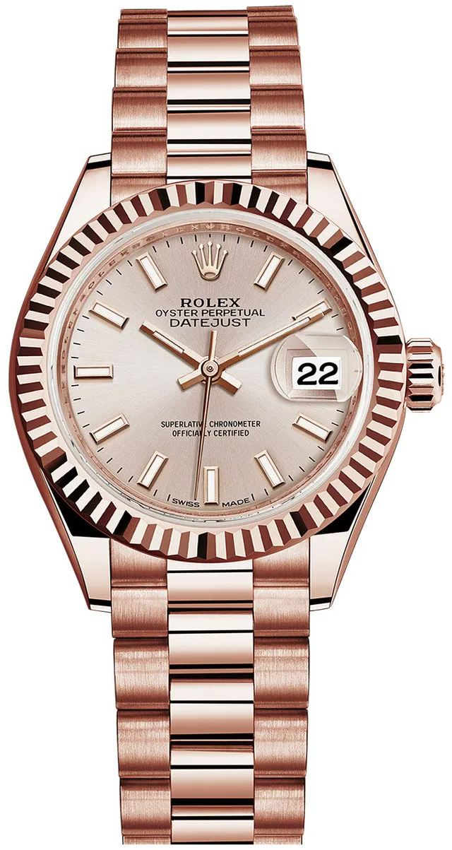 Rolex President 279175SIFP 28mm Rose gold and 18k rose gold Silver