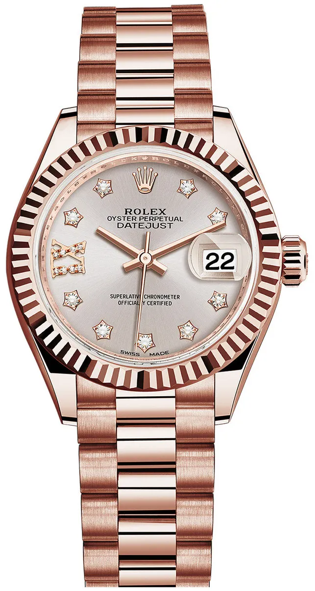 Rolex President 279175SRDFP 28mm Rose gold and 18k rose gold Silver