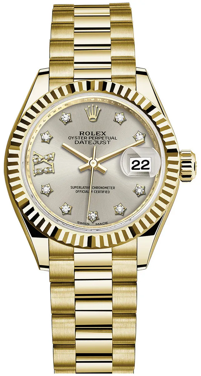 Rolex President 279178SRDFP 28mm Yellow gold and 18k yellow gold Silver