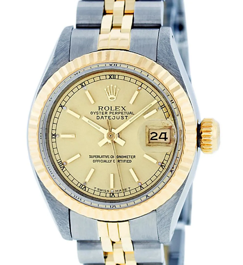 Rolex Date 26mm Stainless steel and 14k yellow gold Champagne 1