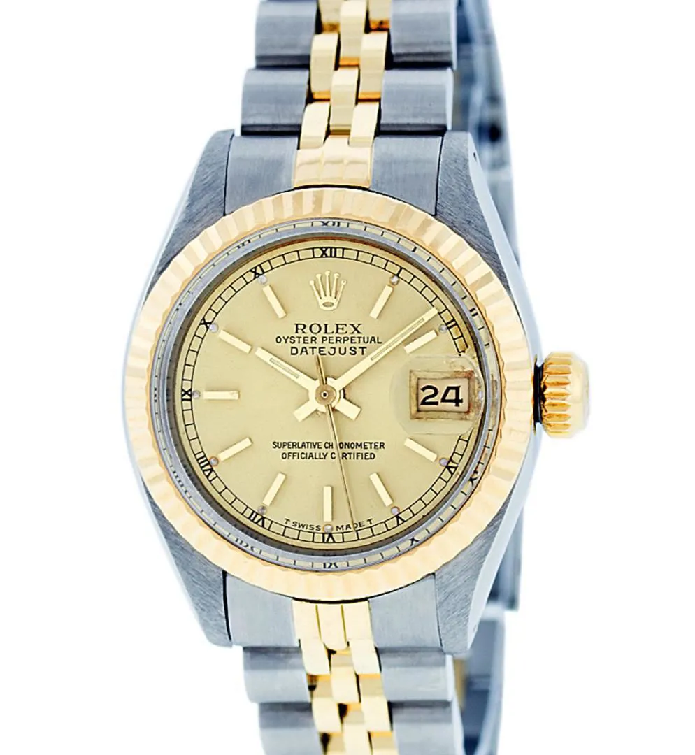 Rolex Date 26mm Stainless steel and 14k yellow gold Champagne