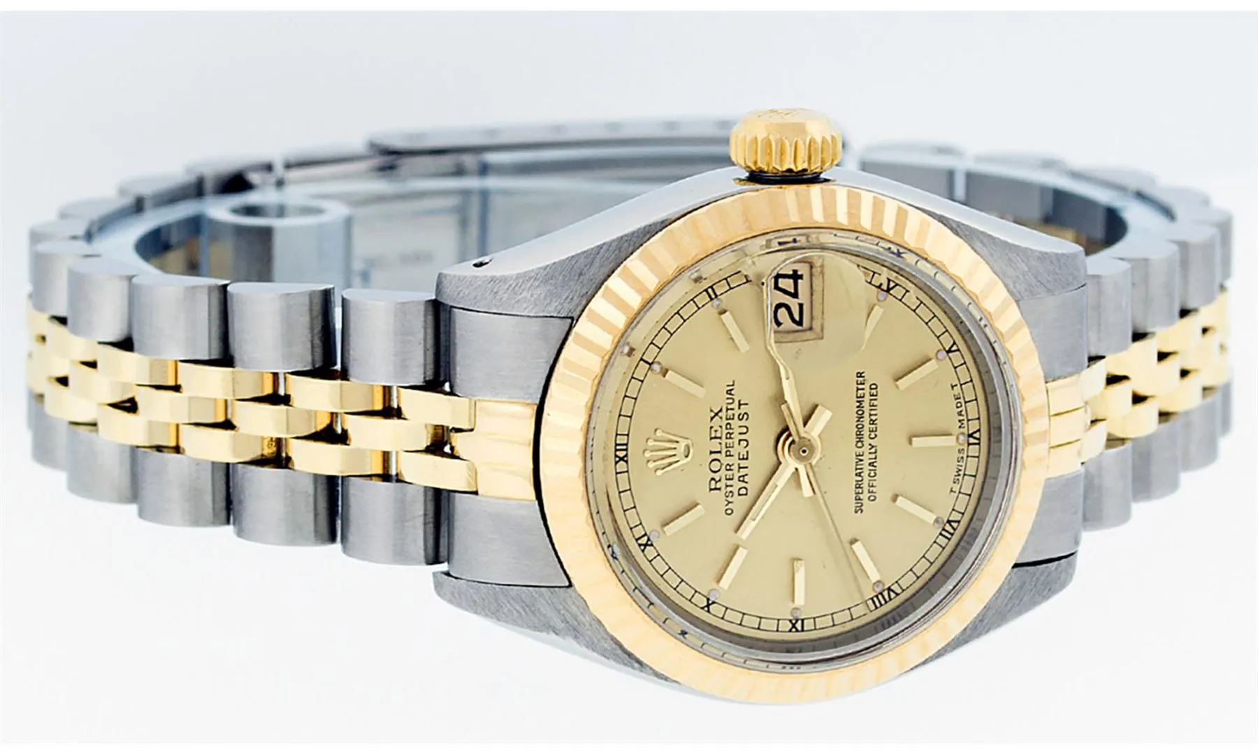 Rolex Date 26mm Stainless steel and 14k yellow gold Champagne 2