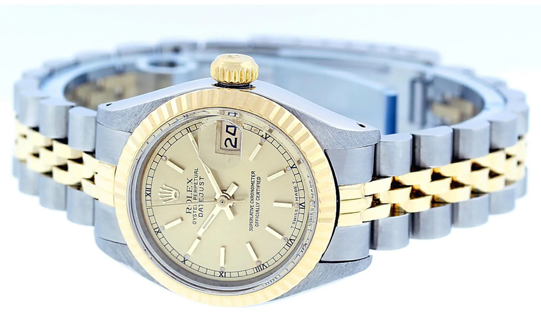 Rolex Date 26mm Stainless steel and 14k yellow gold Champagne 6