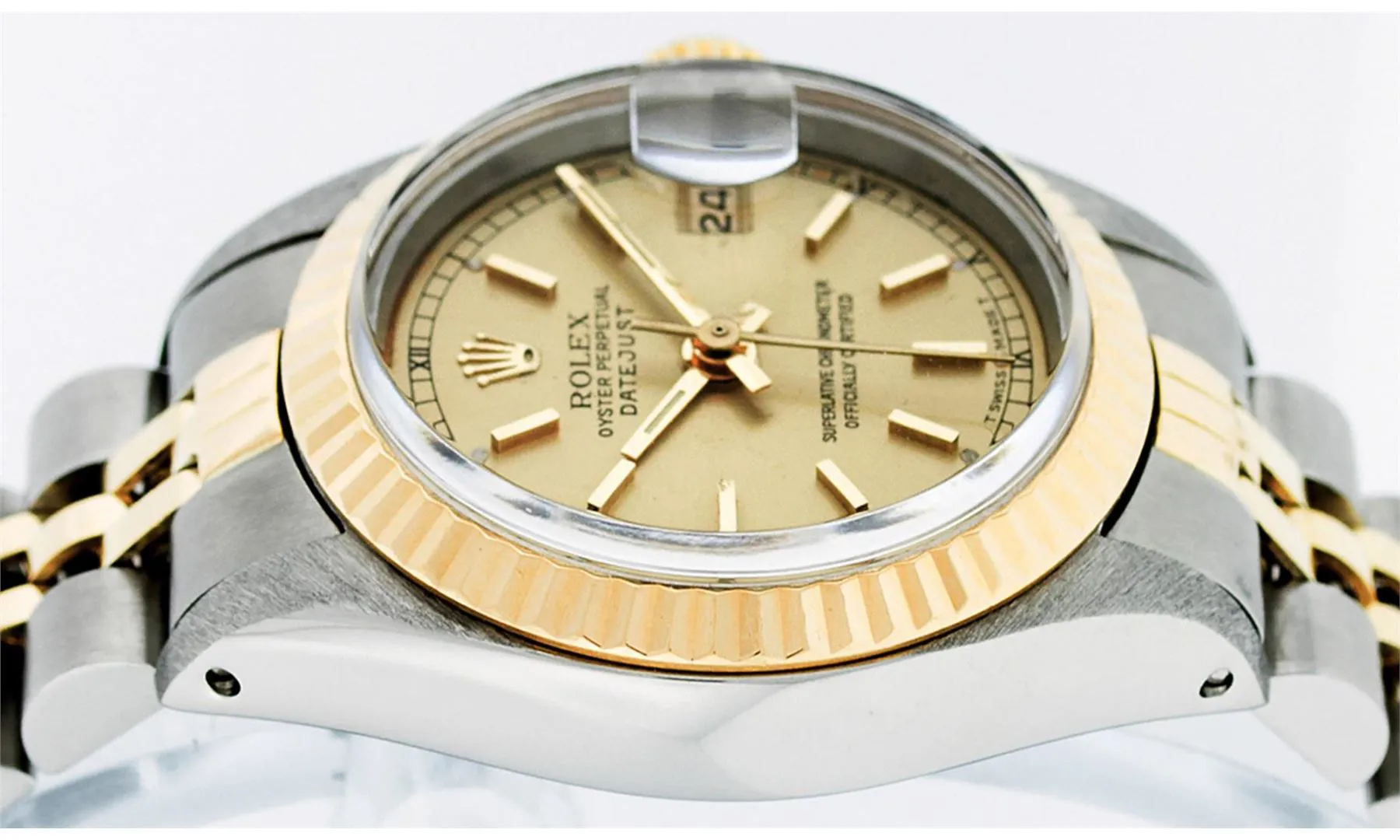 Rolex Date 26mm Stainless steel and 14k yellow gold Champagne 7