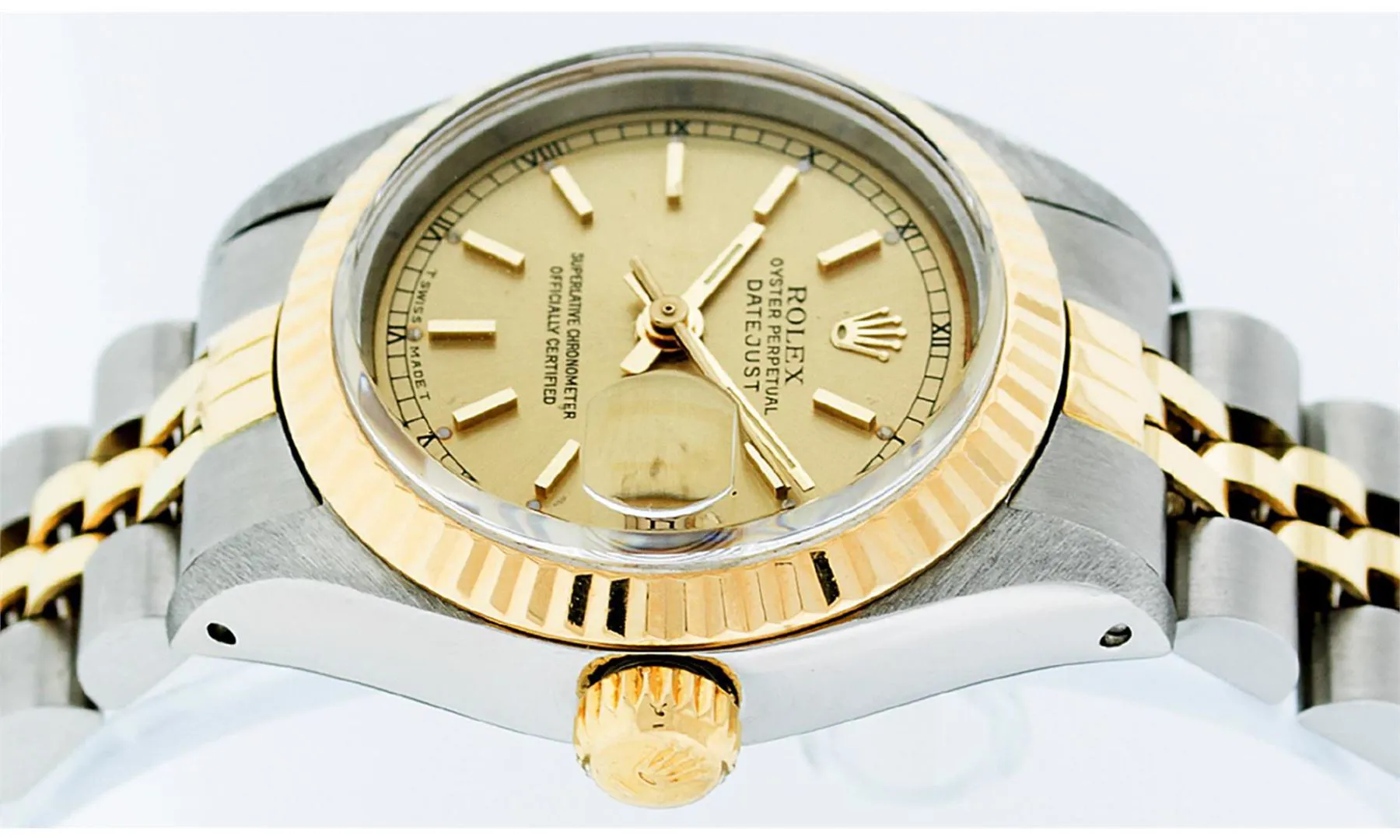 Rolex Date 26mm Stainless steel and 14k yellow gold Champagne 8