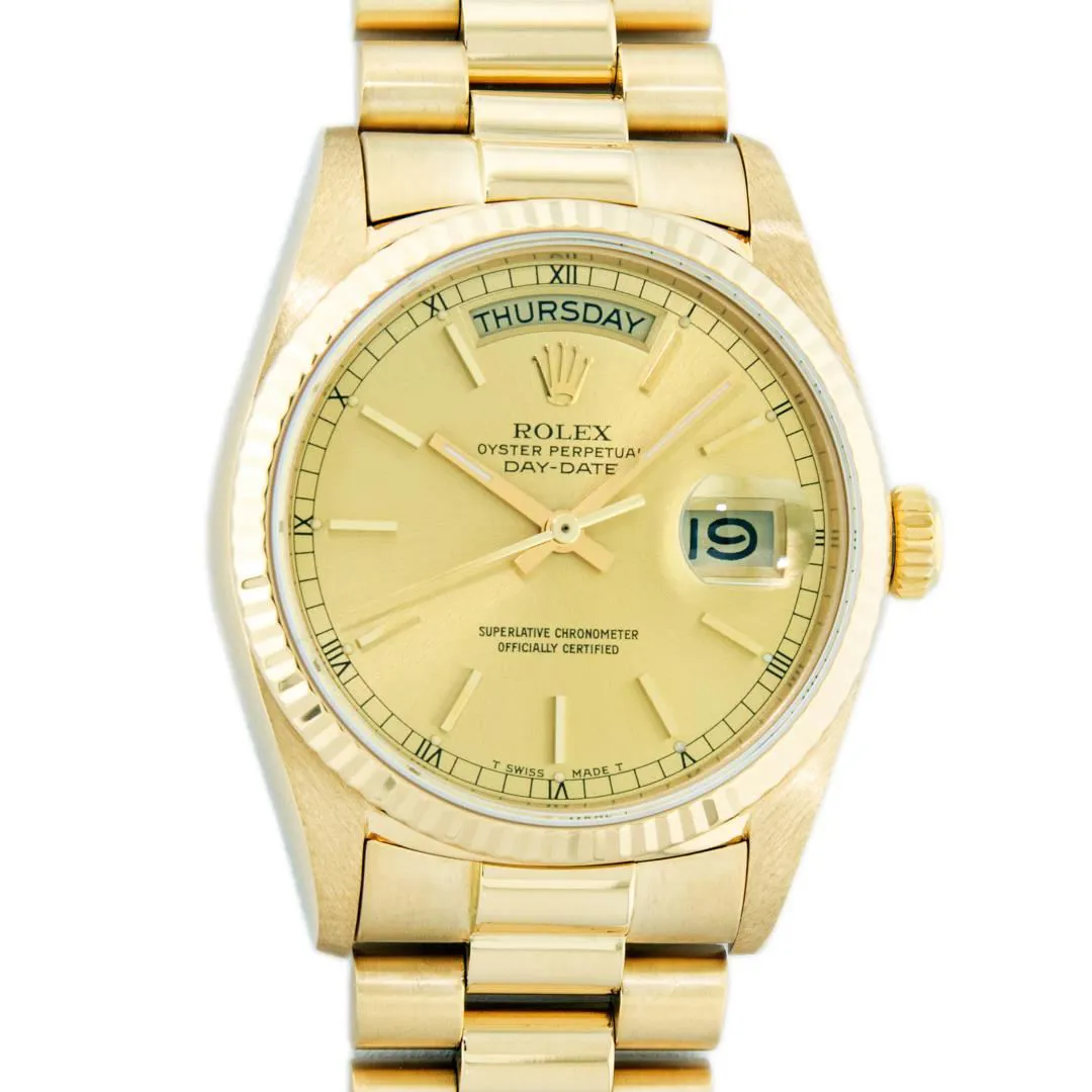 Rolex Day-Date 36mm 18k yellow gold Champagne