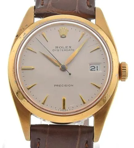 Rolex Oyster Date 6494 34mm Yellow gold Silver