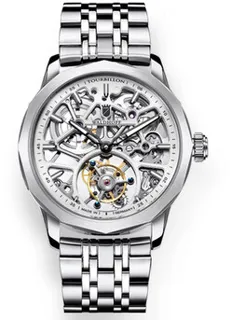 Waldhoff Vanguard V8 Diamond Silver Tourbillon 43mm Stainless steel Silver (Skeleton)