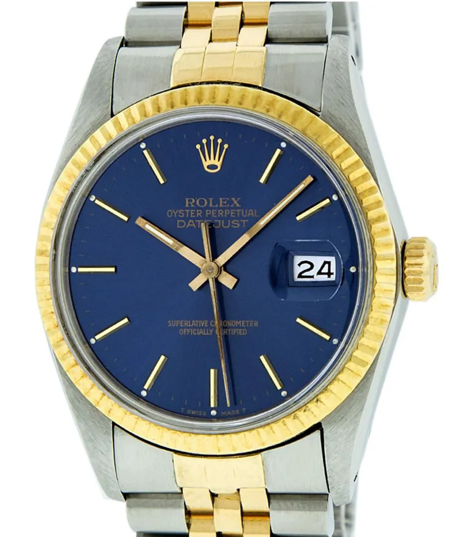 Rolex Datejust 36mm Stainless steel and 14k yellow gold Blue