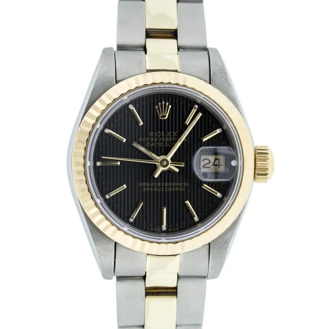 Rolex Date 26mm Stainless steel and 14k yellow gold Black