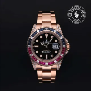 Rolex Oyster Perpetual, GMT Master 126755SARU-0003 Rose gold and Diamond Black