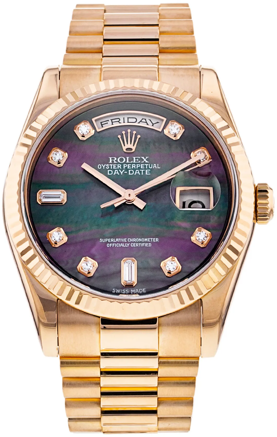 Rolex Day-Date 36 118235 36mm Rose gold Black and Diamond and Mother-of-pearl