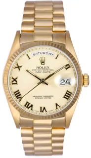 Rolex Day-Date 36 18038 Yellow gold Cream