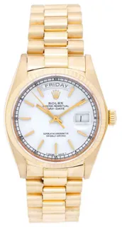 Rolex Day-Date 36 18038 Yellow gold White