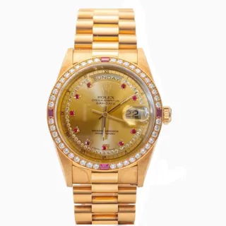 Rolex Day-Date 36 18378 18k yellow gold ruby$diamond